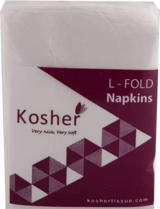 kosher L-Fold Paper Napkin (20 X 27 cm) - 100 Napkins in Each - Pack of 10 (Total 1000 Napkins) White Paper Napkins