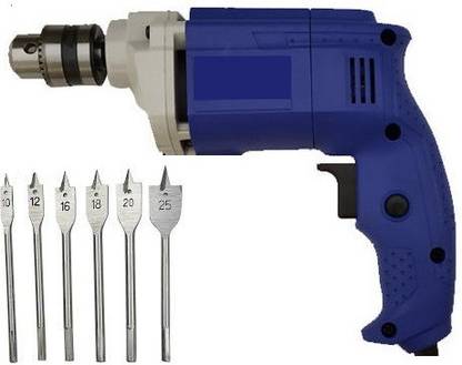 RDX 10mm Portable Electric Mini Hand Tool Drilling Machine flat drill Long High-carbon Steel Wood Flat Drill Set Woodworking Spade Drill Bits Woodworking (6 BIT) Pistol Grip Drill