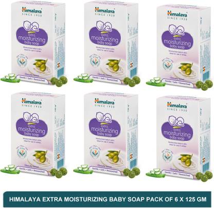 HIMALAYA एक्स्ट्रा मॉइस्चराइज़िंग बेबी सोप #क्लिनिकली टेस्टेड माइल्ड बेबी सोप(पैक ऑफ 6)125g