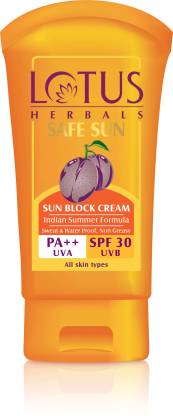 LOTUS Herbals Safe Sun Indian Summer Formula Pf++ Uva|Spf 30 Uvb Sun Block Cream100 g - SPF 0