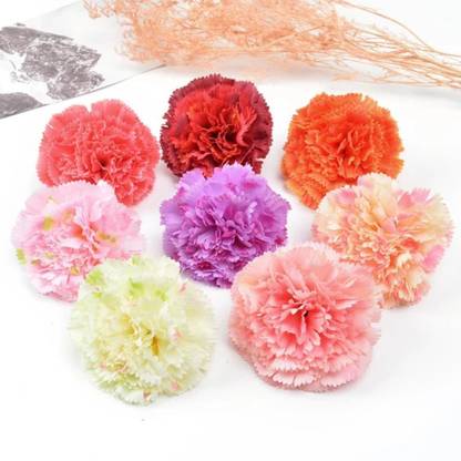 LADDU GOPAL Artificial Wedding Decorations Loose Carnation Flower Heads (Pack of 100 Pcs, Multicolor Carnations Artificial Flower