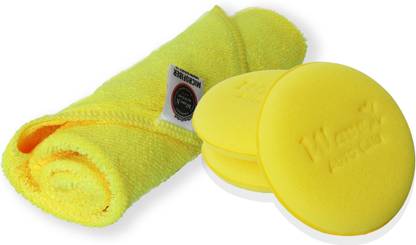 Wavex Ultrafine 4" Foam Applicator Pads 3 Pc, Microfiber Fabric 1 pc Combo