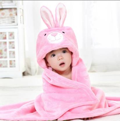 Pandaoriginals Solid Single Hooded Baby Blanket for  AC Room