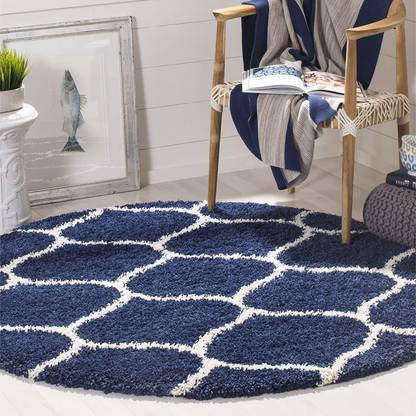 imsid Blue, White Polyester Carpet