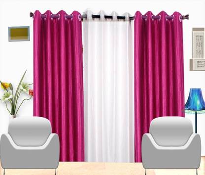 HHH FAB 152.4 cm (5 ft) Polyester Semi Transparent Window Curtain (Pack Of 3)