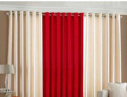 HHH FAB 270 cm (9 ft) Polyester Semi Transparent Long Door Curtain (Pack Of 3)