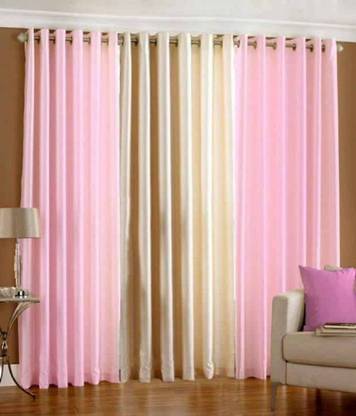 HHH FAB 213 cm (7 ft) Polyester Semi Transparent Door Curtain (Pack Of 3)