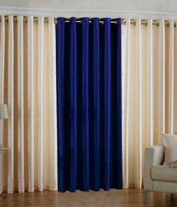 HHH FAB 270 cm (9 ft) Polyester Semi Transparent Long Door Curtain (Pack Of 3)