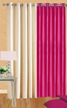 HHH FAB 270 cm (9 ft) Polyester Semi Transparent Long Door Curtain (Pack Of 2)