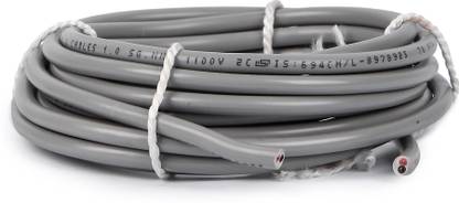 Oxcord 2 core round 1mm wires & cables (2 Meter / 2.18 Yard / 6.56 Feet) 1 sq/mm Grey 6.54 ft. Wire