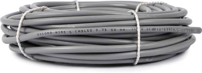 Oxcord 3 core round copper wires and cables .75 mm for domestic and industrial electric connections ( 15 Metres ) 5 sq/mm Grey 15 m Wire