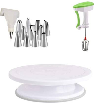 swarupachal Cake Combo Set 12 Pcs Nozzle, Cake Turn Table, Hand Bander Multicolor Kitchen Tool Set (Multicolor) Kitchen Tool Set