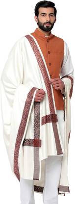 Feathers Polyester Wool Blend Solid Men Shawl