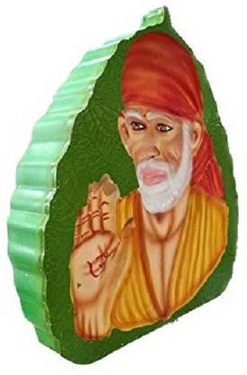 S A Gifts Sai Amrut Sai Baba 3D Photo Fram in Leaf Design Decorative Showpiece  -  23 cm
