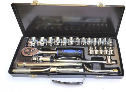 Inditrust High Quality 1/2" Square Drive Socket Set, 24 Pcs Tool Kit Socket Set (Pack of 24) DR Hex-10MM, 11MM, 12MM, 13MM, 14MM, 15MM, 16MM, 17MM, 18MM, 19MM, 20MM, 21MM, 22MM, 23MM, 24MM, 27MM, 30MM, 32MM, Socket Set