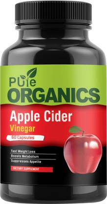 Pure Organics Apple Cider Vinegar Diet Supplement - Extra Strength for Weight Loss (Capsules 60)