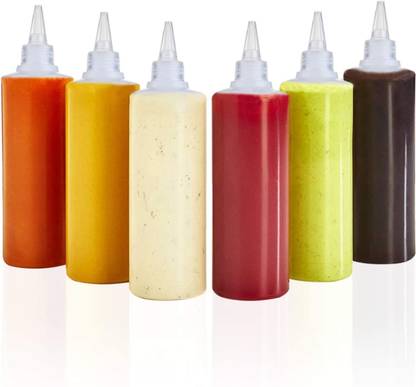 batwada export Squeeze Bottles with Leak-Proof Cap, Clear Transparent Squirt Dispenser Storage 500 ml Bottle