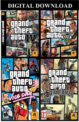 GTA Collections (GTA VICE CITY, GTA SAN ANDREAS, GTA IV & GTA V) 4 IN 1 GAMES COLLECTIONS PC GAME HD Edition