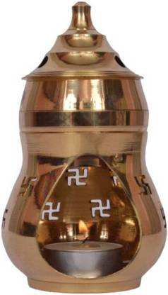 MNA Kapoor/camphor Diffuser Brass Diya/lamp for Purification of Home Puja / Worship/Spirtual/Religion and Devotion Brass Table Diya (Height: 5 inch) Bamboo Hanging Diya Set