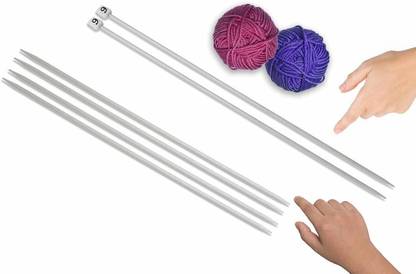 Fashion Traders Knitting Needle Combo No 9 Single Sided, Pair of 2 and no 10 Double Sided, Pair of 4 Knitting Pin