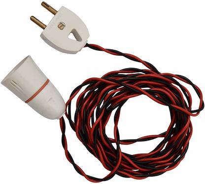 JELECTRICALS Bulb Holder with 7 Metre Flexible Wire and 2 Pin Plug Plastic Light Socket