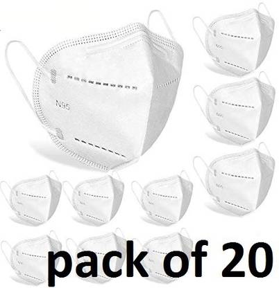 V-NOX N95 Masks - 5 Layer Face Masks - 95% Filtration Mask for Face - Face Mask with Adjustable Nose Clip - SITRA, CE, FDA Certified Protection Masks - White N95 Mask Pack of 20whitereguler Reusable, Washable, Water Resistant (White, Free Size, Pack of 20) white reguler20 Reusable, Water Resistant, Washable