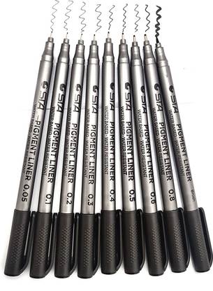 Definite Micro-line Pens for Drafting - Ultra Fine Point Technical Drawing Pen Set, Anti-Bleed Fineliner Pen for Illustration, Office, Sketch, Scrapbooking, Signature (Pack of 9) Fineliner Pen