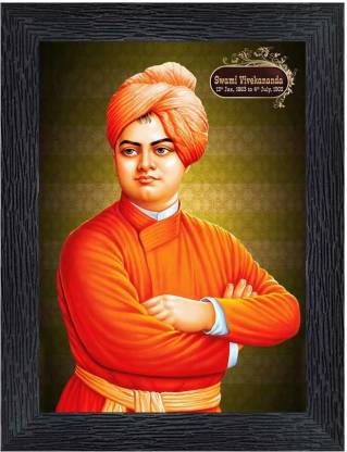 pnf Swami Vivekananda Wood Photo Frames with Acrylic Sheet (Glass)-19841 Digital Reprint 8 inch x 6 inch Painting