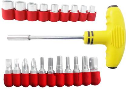 Visionplast 21 pcs T Shape Screwdriver Set Batch Head Ratchet Pawl Socket Spanner Hand Tools Standard Screwdriver Set