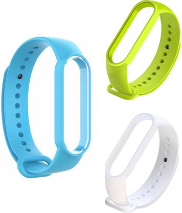 Like Star Soft Silicon Replacement Band Strap for M5_Pack of 3 (green,skyblue,white) Smart Band Strap
