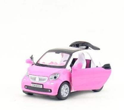 Little Joy Pink 1:24 Die Cast Metal body Smart Fortwo Luxury Car Toy with Pull Back Action, Openable Door, Light and sound Effects for Kids