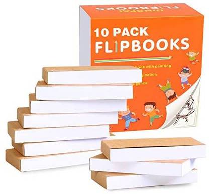 DINGPAI Blank Flipbooks (Flip Book) 10 Pack For Animation, Sketching, And Cartoon Creation, 4.5" X 2.5", 160 Pages (80 Sheets)