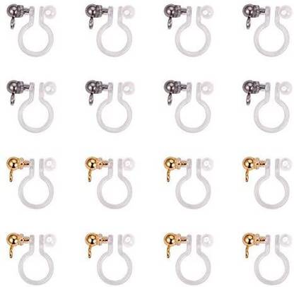 PH PandaHall 24 Pieces Transparent U Type Alloy Clip On Earring Converter Painless Allergy-Free Resin Earring Components For Non Pie