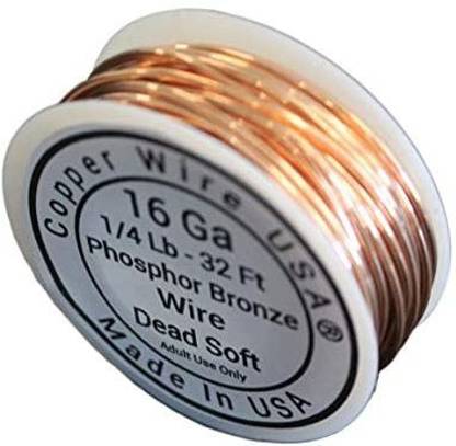 Copper Wire USA 16 Ga Phosphor Bronze 1/4 Lb. Round Wire (Dead Soft) (16 Ga / 32 Ft. / Spool)