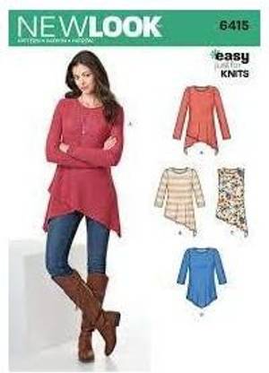CSS New Look Patterns Misses' Knit Tunics Size: A (Xs-S-M-L-Xl), 6415