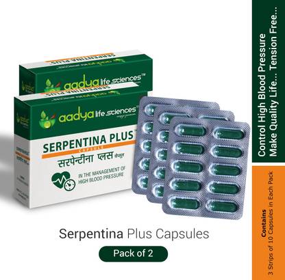 Aadya Life Serpentina Plus capsules, Works as a Comprehensive Cardio Protective