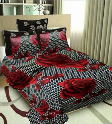 Roomesssentials 144 TC Cotton Double Floral Flat Bedsheet