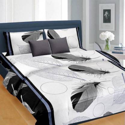 Welshop 145 TC Microfiber Double 3D Printed Flat Bedsheet