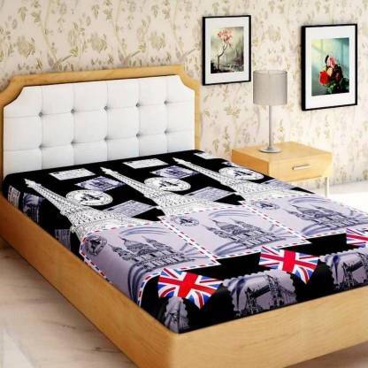 Aarvi Fab 130 TC Microfiber Double 3D Printed Flat Bedsheet