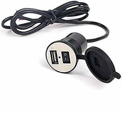 XGMO Round Shape USB Mobile Charger 2.1A Waterproof Applicable with Bike Motorcycle and Scooter Handlebar (Geared & Non-Geared) 2.1 A Bike Mobile Charger