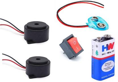 Deep trading DIY 9V Buzzer With 9V Battery & Connector with Switch, Combo Of 5, Multi-Color Educational Electronic Hobby Kit