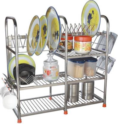 Amol Utensil Kitchen Rack Steel Premium Stainless Steel Utensils Stand / Vessels Stand / Kitchen Rack