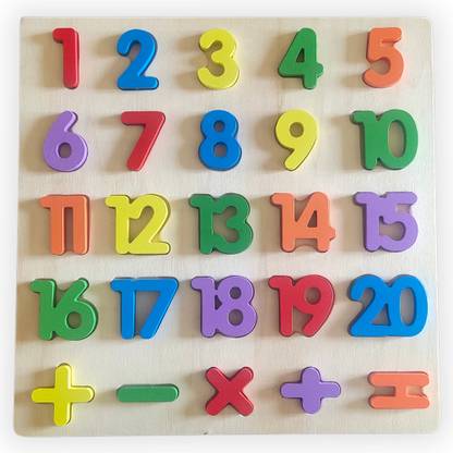 Little Palms 3d wooden number learning board puzzle, set of 1 montessori educational learning numbers toy for kids- Multi color