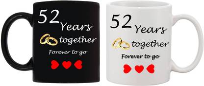 JAIPURART "52 Year Wedding Anniversary Gift For Him And Her" "52 Year Relationship mug" "52 Years Of Love Celebration" "Best Anniversary Gift" "52 Anniversary For Husband & Wife" 52 Year Complete In A True Relationship" Best Gift For A True Love Ceramic Coffee (330 ml) Ceramic Coffee Ceramic Coffee Mug