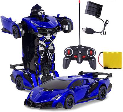 ALLAMWAR Remote Control Robot Bugatti 2in1 Transform Car Toy For Kids BLUE
