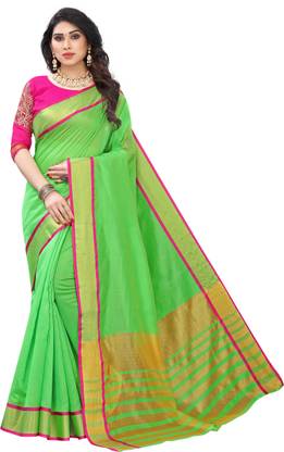 ZILVIRA Woven Fashion Cotton Blend Saree with Unstitched Blouse