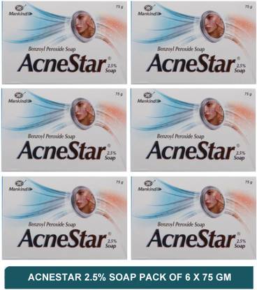 acnestar 2.5% साबुन - मुंहासे साफ करने वाला साबुन (6 का पैक)75g