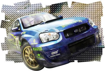 WALLDESIGN 30.48 cm Subaru 3D car Wallpaper - 17.7 inch width x 12 inch height - Small Self Adhesive Sticker