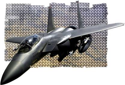 WALLDESIGN 30.48 cm F15 Strike Eagle 3D Wallpaper - 17.4 inch width x 12 inch height - Small Self Adhesive Sticker