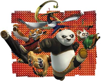 WALLDESIGN 35.56 cm Kung fu panda 3D Cartoon Wallpaper - 17.5 inch width x 14 inch height - Small Self Adhesive Sticker